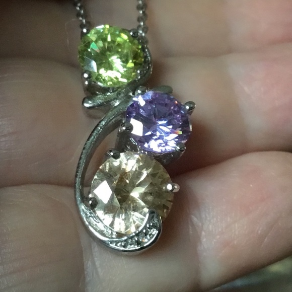 Necklace ER Set No Tarnish Sterling Silver CZ Pendant Earrings - Picture 6 of 6